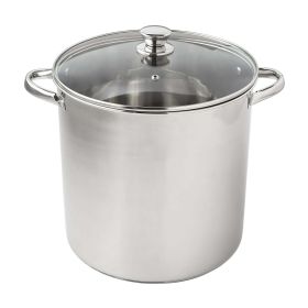 Stainless Steel 16-Quart Stock Pot with Glass Lid, Induction Compatible, Stainless Steel, Dishwasher Safe